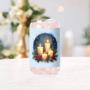Kerzenschein zu Weihnachten mit Poinsettien Dosenglas