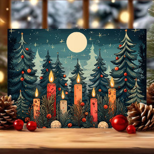 Kerzenwald-Weihnachten Feiertagskarte