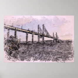 Kessock Bridge Inverness Künstlerische Aquarellmal Poster