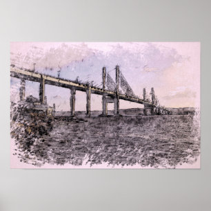 Kessock Bridge Inverness Künstlerische Aquarellmal Poster