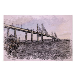 Kessock Bridge Inverness Künstlerische Aquarellmal Poster
