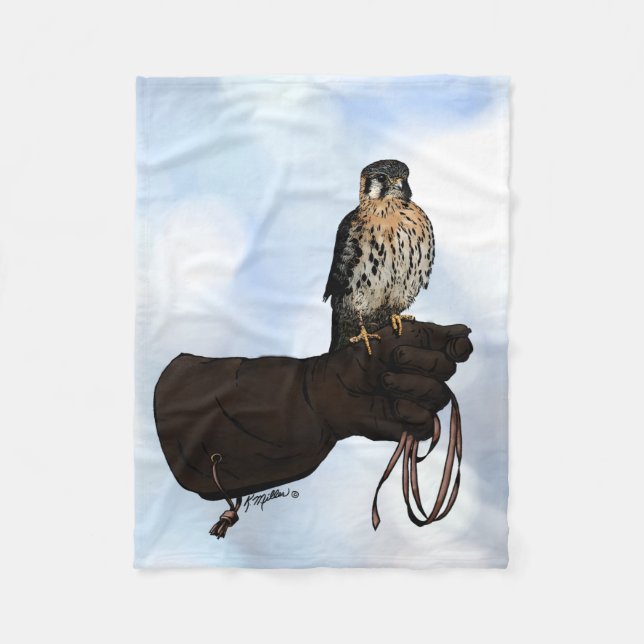 Kestrel auf Glove Illustration Fleecedecke (Vorderseite)