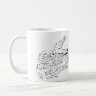Kestrel über Stadt-Tasse Kaffeetasse