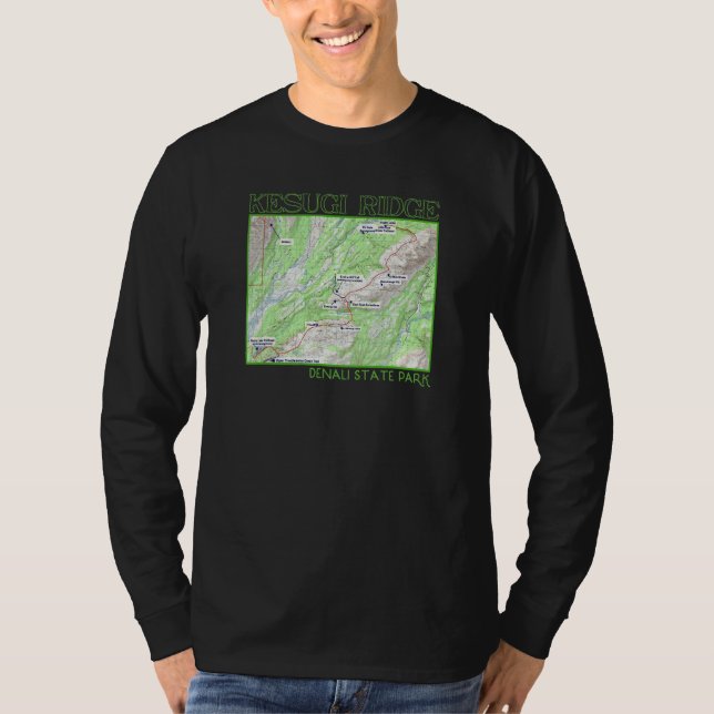 Kesugi Ridge Hiking Map Denali State Park Alaska S T-Shirt (Vorderseite)