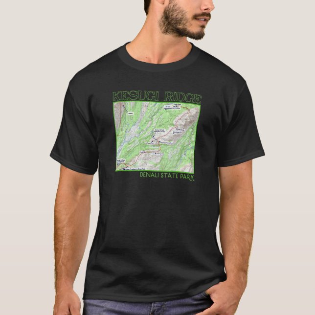 Kesugi Ridge Hiking Map Denali State Park Alaska S T-Shirt (Vorderseite)