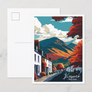 Keswick England Vintage Illustration Postkarte