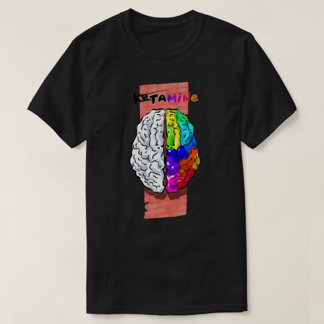 Ketamin Brain Funny Medical Cartoon T-Shirt (Design vorne)