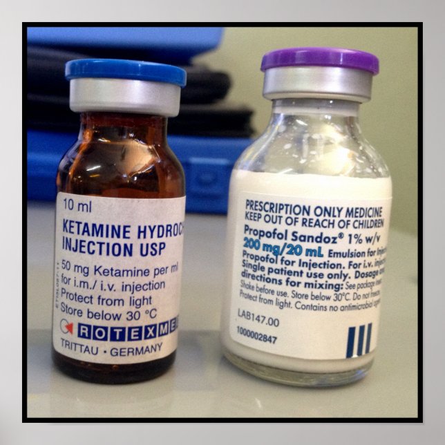 Ketamin und Propofol Durchstechflaschen Plakat (Vorne)