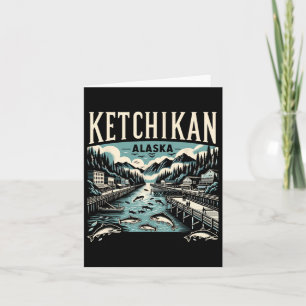Ketchikan Alaska Ak Vintage Grafik Lachs Hauptstad Karte