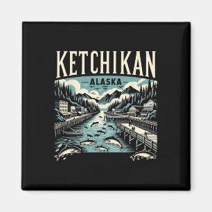 Ketchikan Alaska Ak Vintage Grafik Lachs Hauptstad Magnet