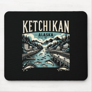 Ketchikan Alaska Ak Vintage Grafik Lachs Hauptstad Mousepad
