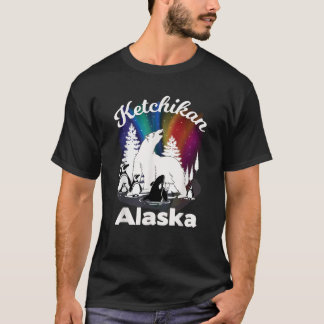 Ketchikan Alaska Aurora Borealis Bär Orca Souvenir T-Shirt