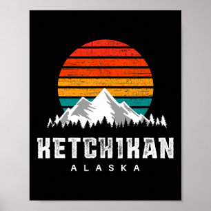 Ketchikan Alaska Bergszene Skifahren und Wandern Poster