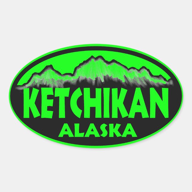 Ketchikan Alaska grüne ovale Aufkleber (Vorderseite)