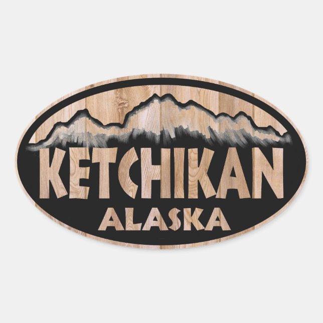 Ketchikan Alaska Holzschild ovale Aufkleber (Vorderseite)