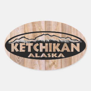 Ketchikan Alaska Holzschild ovale Aufkleber