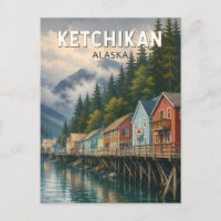 Ketchikan Alaska Illustration Reise Kunst Vintage