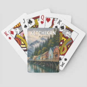 Ketchikan Alaska Illustration Reise Kunst Vintage Spielkarten