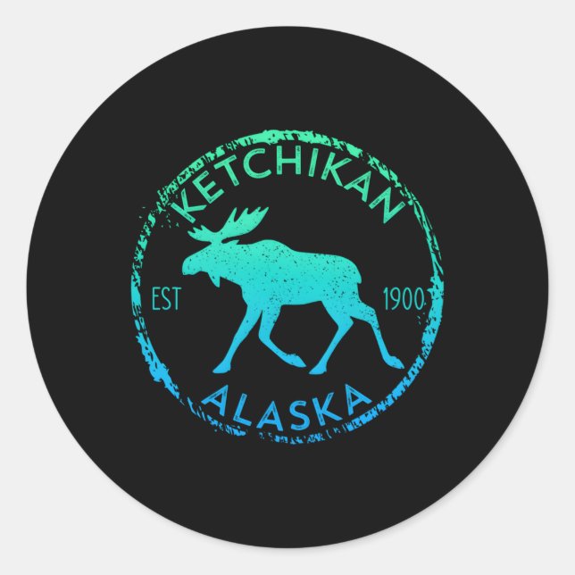 Ketchikan Alaska Moose Gradient erschüttert Runder Aufkleber (Vorderseite)