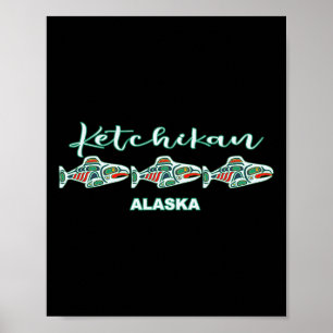 Ketchikan Alaska Native Kunst Lachs Fischerei Haup Poster
