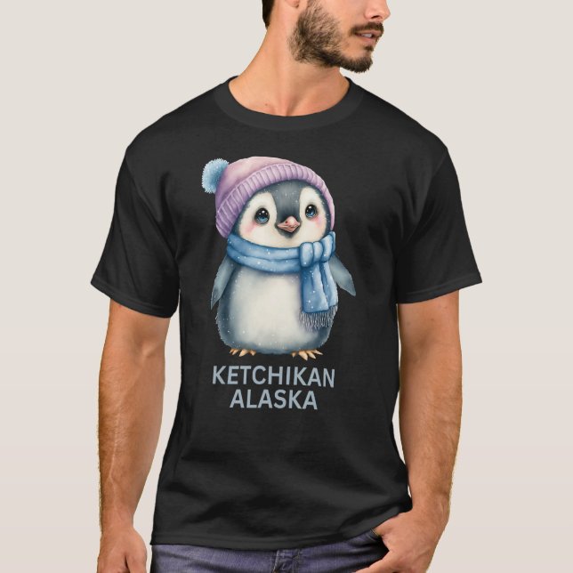 Ketchikan Alaska Niedlicher Pinguin für Kinder T-Shirt (Vorderseite)