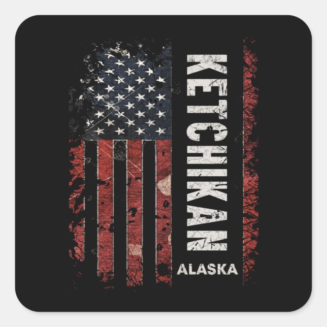 Ketchikan Alaska Quadratischer Aufkleber (Vorderseite)