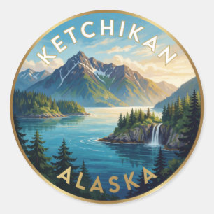Ketchikan Alaska Regenwaldküste Reise Runder Aufkleber