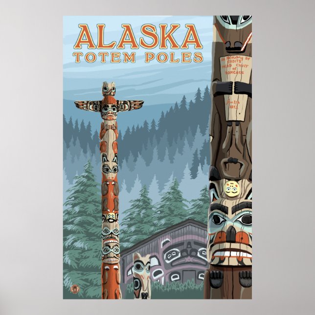 Ketchikan, Alaska - Totem Dorf Sachsen Poster (Vorne)