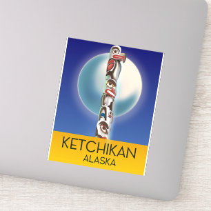 Ketchikan Alaska Totem Pole Travel Poster Aufkleber