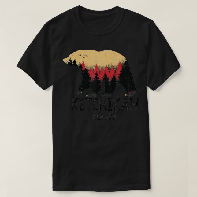 Ketchikan Alaska Vintag Grizzly Bären Naturel T-Shirt (Design vorne)