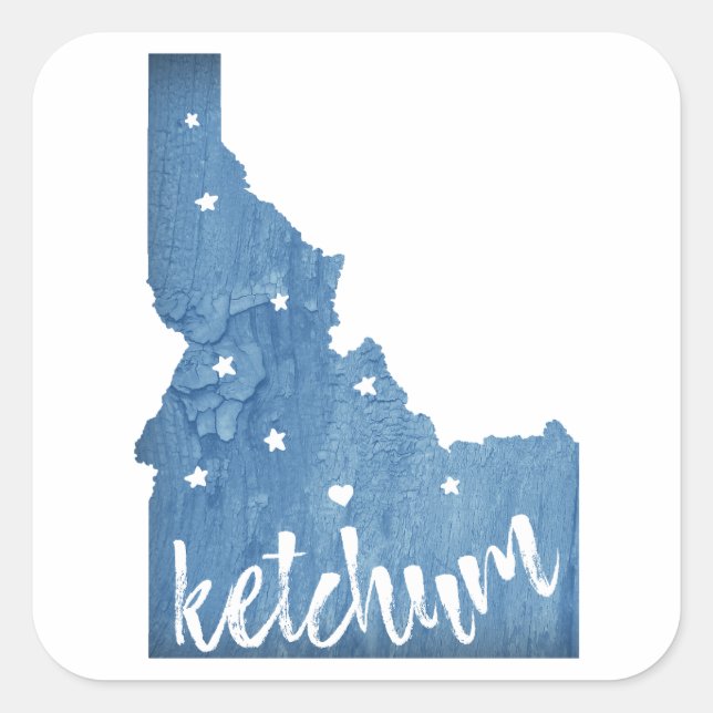 Ketchum Idaho Wood Grain Quadratischer Aufkleber (Vorderseite)