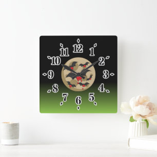 Ketchup Eater Vampire Bats Quadratische Wanduhr