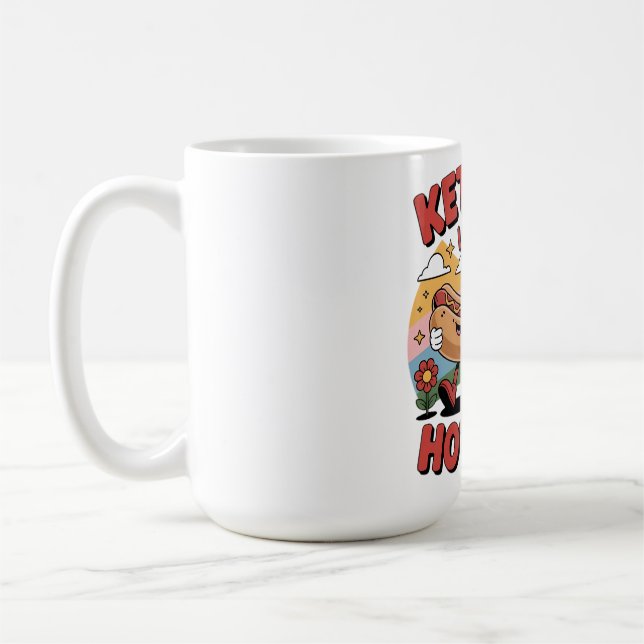 Ketchup Lieben Hot Dogs - Funny Retro Cartoon Food Kaffeetasse (Links)