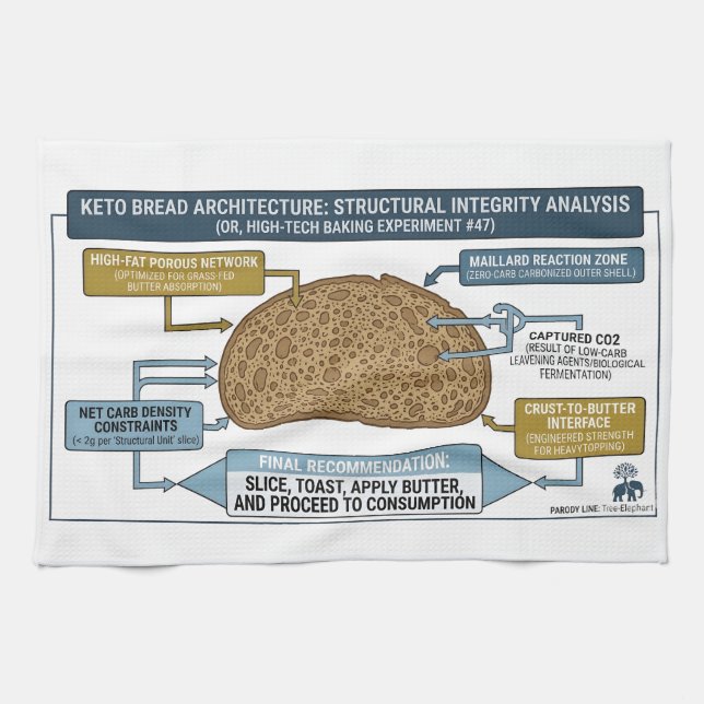 Keto Bread Schematic: Kitchen Towel Geschirrtuch (Horizontal)