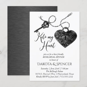 Keto My Heart Vintage-Schlüssel-Schloss Probedin Einladung