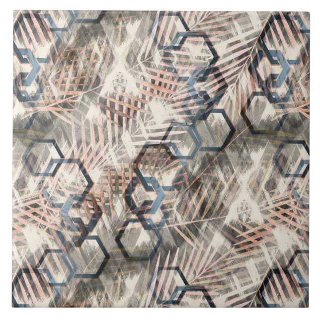 Ketten auf Blätter aus Palmen. Fliese (Vorderseite)