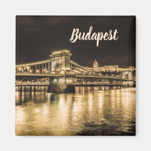 Kettenbrücke Budapest am Abend mit Buda Castle Magnet