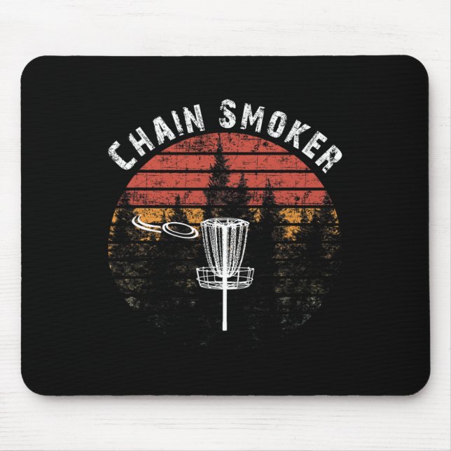 Kettenraucher Funny Disk Golf Frisbee Golfer Vinta Mousepad (Vorne)