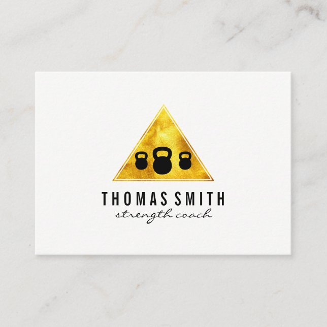 Kettle Bell Personal Trainer Goldenes Dreieck Visitenkarte (Vorderseite)