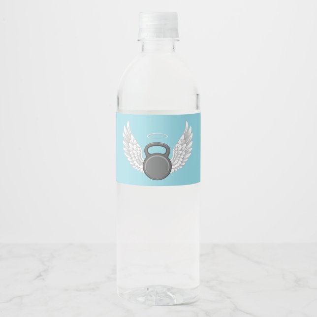 Kettlebell-Himmel Wasserflaschenetikett (Vorderseite)