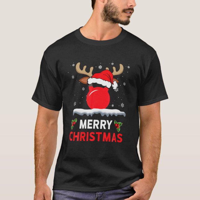 Kettlebell Reindeer Workout Funny Gym Fitness Chri T-Shirt (Vorderseite)