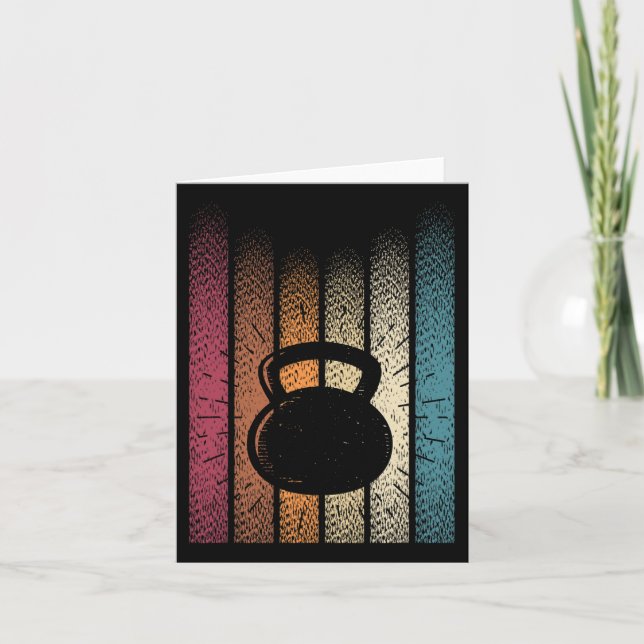 Kettlebell Retro Workout PowerHeader Bodybuilder Karte (Vorderseite)