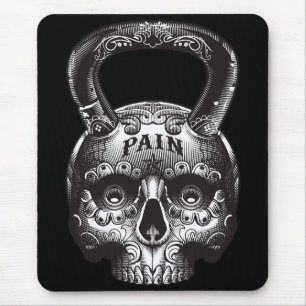 Kettlebell Skull - Gym Workout Motivierend Mousepad