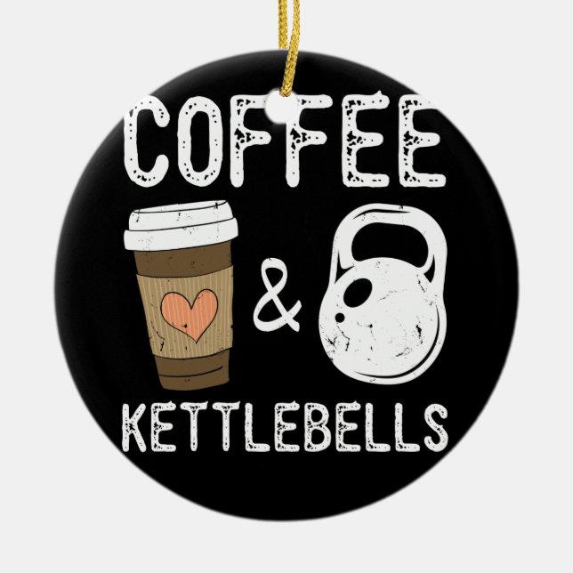 Kettlebells Kaffee HIIT Fitness Workout Gym Keramik Ornament (Vorne)