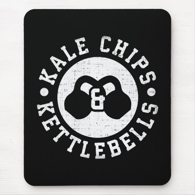 Kettlebells und Kale Chips - Funny Novelout Workou Mousepad (Vorne)