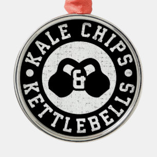 Kettlebells und Kale Chips - Funny Novelout Workou Ornament Aus Metall