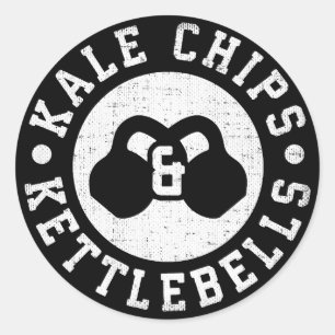 Kettlebells und Kale Chips - Funny Novelout Workou Runder Aufkleber