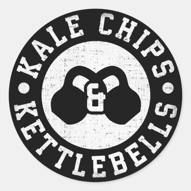 Kettlebells und Kale Chips - Funny Novelout Workou Runder Aufkleber (Vorderseite)