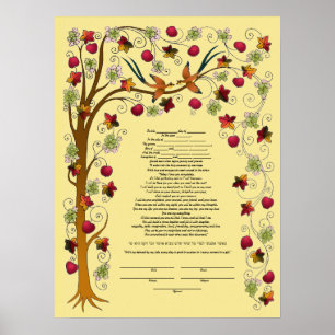Ketubah im Herbst mit Baum des Lebens -B Poster