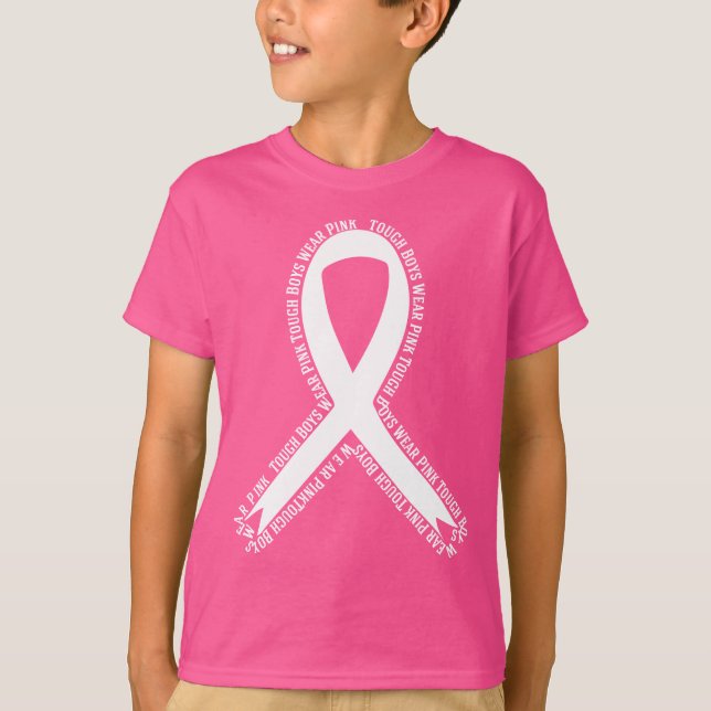 Keuche tragen rosa Brustkrebs T-Shirt (Vorderseite)
